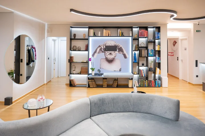 Modern hair transplant clinic waiting area